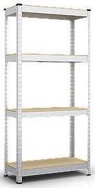 Стелаж Бюджет 1600х900х300 , 175 кг/полицю, 4 полиці, МДФ 10 мм, оцинкований, металевий