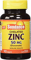 Витамины и Минералы Sundance Vitamins Chelated Zinc (Gluconate) 50 mg 90 tablets