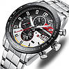 Водостійкий кварцовий годинник Curren Chronograph silver, фото 3