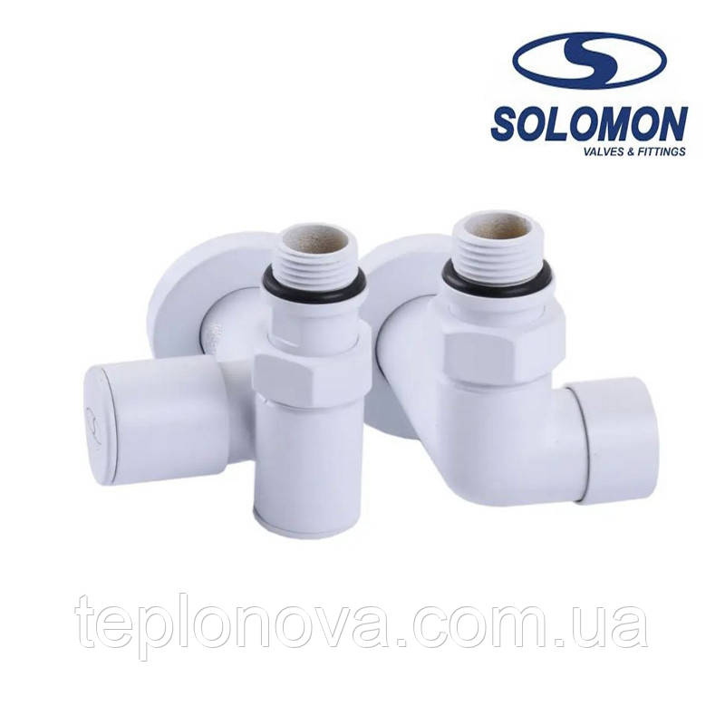 Крани (під ТЕН) для рушникосушки Білі Solomon 1/2" White