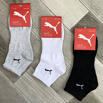 Шкарпетки чоловічі демісезонні спортивні бавовна Puma, розмір 41-45, середні, асорті, 11607