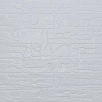 Декоративная 3D панель под мрамор самоклейка, камень Белый рваный кирпич 700х770х5мм (155)