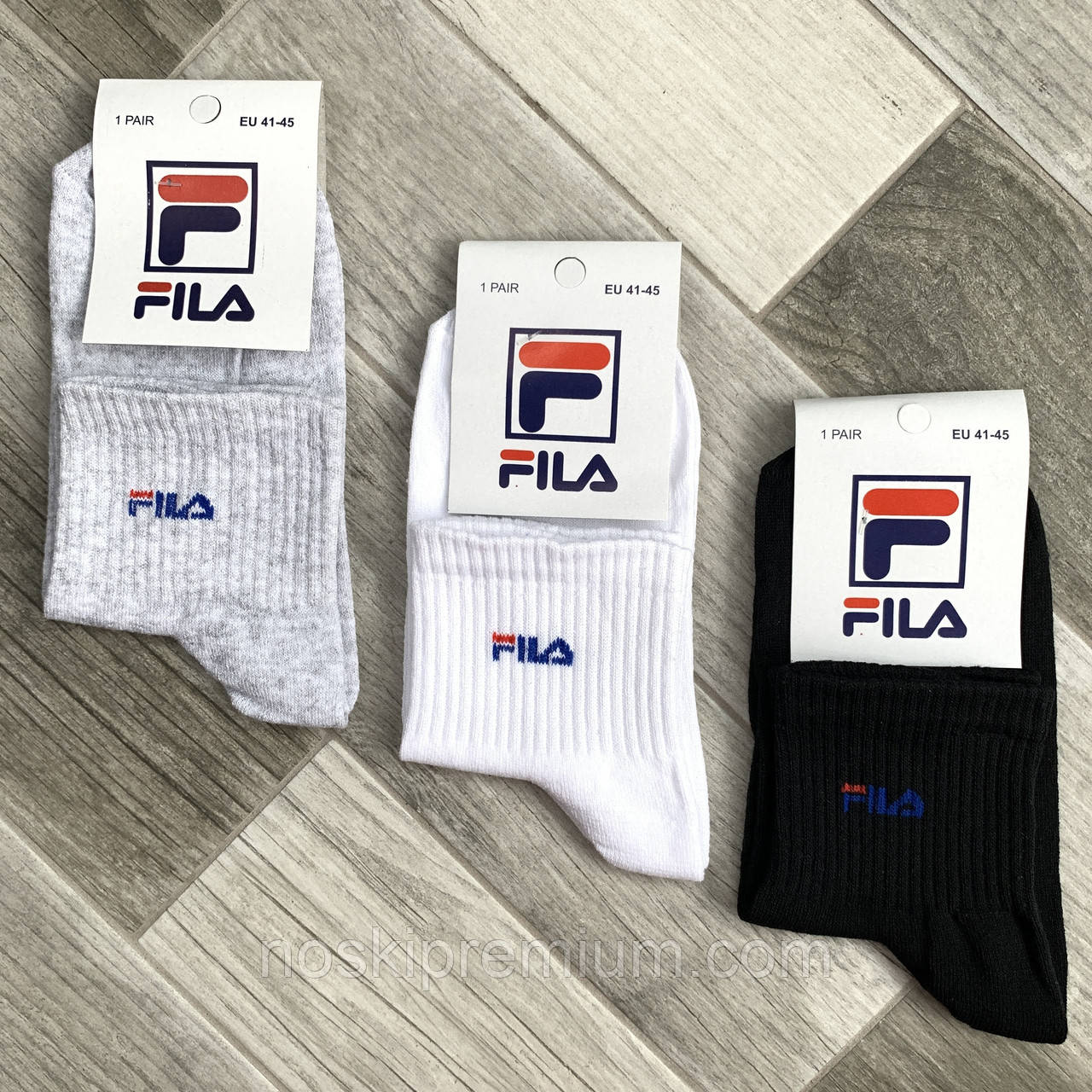 Шкарпетки чоловічі демісезонні спортивні бавовна Fila, розмір 41-45, середні, асорті, 04543