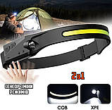 Фонар налобний BL-G28 XPE+COB з сенсором 8093, фото 2