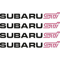 Набор виниловых наклеек на ручки авто - Subaru STI размер 10 см ( 4 шт.)