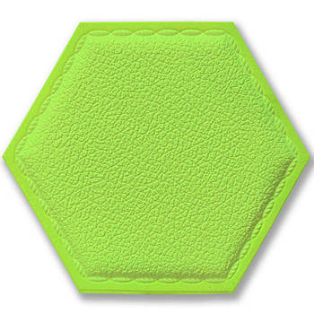 Декоративний самоклеючий шестикутник під шкіру зелений 200x230мм (1102)