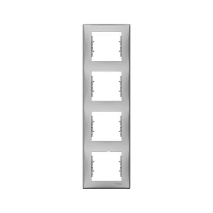 Рамка Schneider Electric Sedna алюміній 4-кратна вертикальна SDN5802060, фото 1