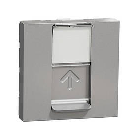 Розетка комп'ютерна Schneider Electric Unica New алюміній RJ-45 внутрішня 5е UTP 2-модульна NU341130