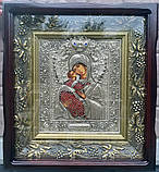 Ікона Божої Матері Володимирська в посрібленій різі 40*36 см, фото 4