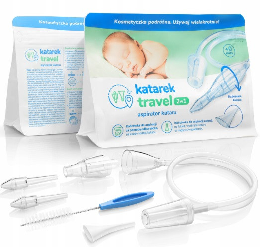 Аспіратор вакуумний назальний Katarek Travel 2 in 1 для немовлят та дітей молодшого віку, Польща, фото 1