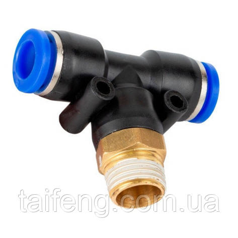 З'єднувач Т-подібний цанговий 8 мм*1/2" AIRKRAFT SPB08-04, фото 1