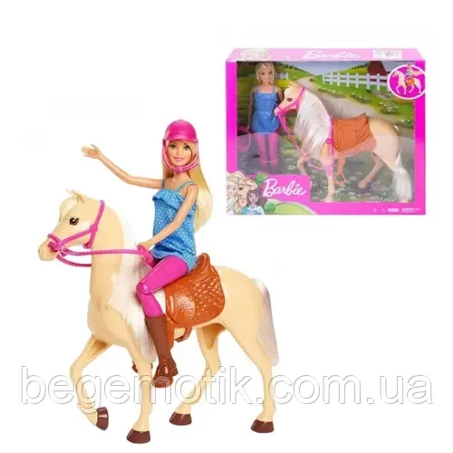 Ігровий набір Барбі Прогулянка верхом з конем Barbie Doll and Light Brown Horse Playset FXH13