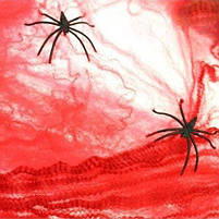 Павутиння декоративне, червоне на Хелловін, Паутина с паучками на хэллоуин, фото 2