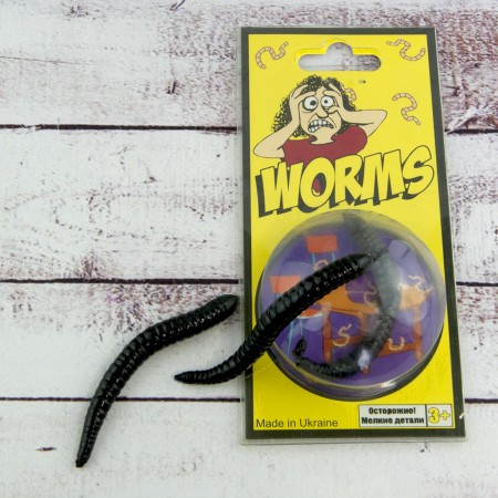 Набір "Червяк" чорний, 3 шт, Хелловін, Декоративные червяк для хэллоуина, фото 1