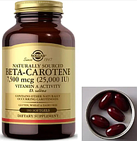Натуральный бета-каротин Solgar Beta-Carotene 7,500 mcg (25,000 IU) naturally sourced 180 капсул