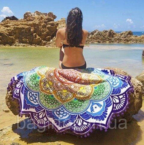 Пляжний килимок Мандала фіолетовий