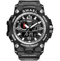 Мужские спортивные наручные часы SMAEL армейские электронные Черный с белым "Lv"