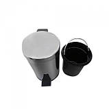 Відро для сміття Frap F703 з педалю, хром, 12 літрів, фото 2