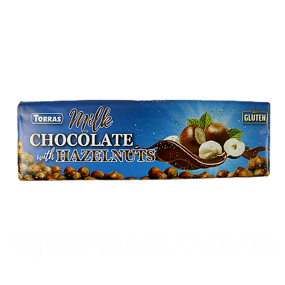 Шоколад молочний з фундуком Торрас Torras milk hazelnuts 300g 14шт/ящ (Код: 00-00005480)