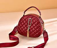 Женская мини сумочка клатч стеганная, маленькая сумка для девушки кожаная модная и стильная Красный