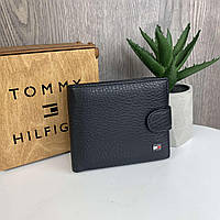 Стильний шкіряний гаманець портмоне люкс, чоловіче портмоне на кнопці Томмі чорний