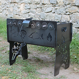 Мангал на 8  шампурів  з індивідуальною гравіюванням і вбудованим мотором Шашличниця