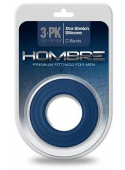 Ерекційні кільця Topco Hombre Xtra Stretch Silicone C-Bands 3-Pack, синій (KG-4581)