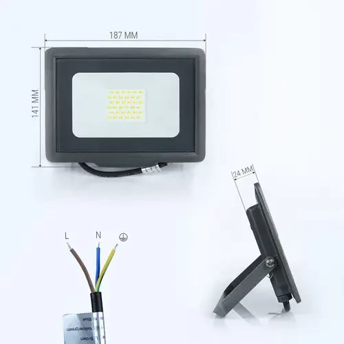 Світлодіодний LED прожектор 30W 2700Lm 6200K IP65 BIOM S5-SMD-30-Slim Гарантія - 1 рік, фото 1