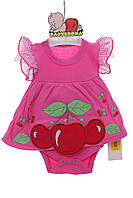 Боди-платье с коротким рукавом для девочки Вишенка розовое хлопок MiniPapi