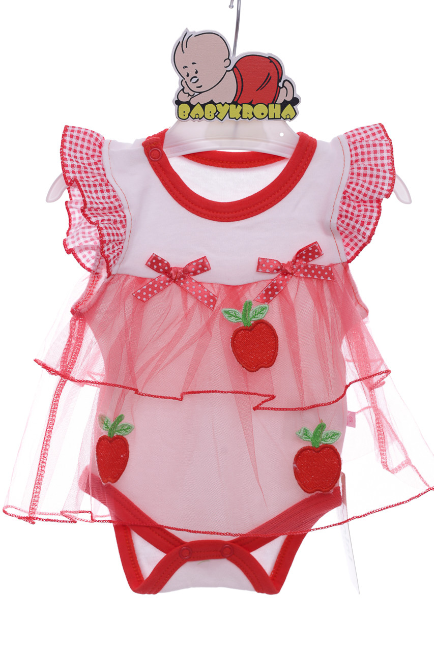 Боді-сукня з коротким рукавом для дівчинки бавовна Яблуко MiniPapi