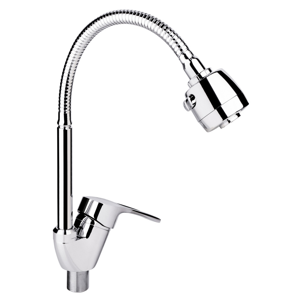 Змішувач для кухні одноважільний з гнучким виливом LIDZ 44 80 хром метал LDAGA008F4CRM35126, фото 1