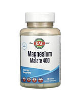 Магний малат для взрослых, малат магния для вегетарианцев, Magnesium Malate 400 mg KAL, 90 таблеток