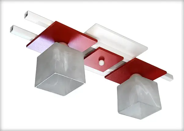 Яскрава оригінальна стельова люстра 2 плафони світильник для кухні спальні дитячої кімнати коридору Данко/2 біло червона, фото 1