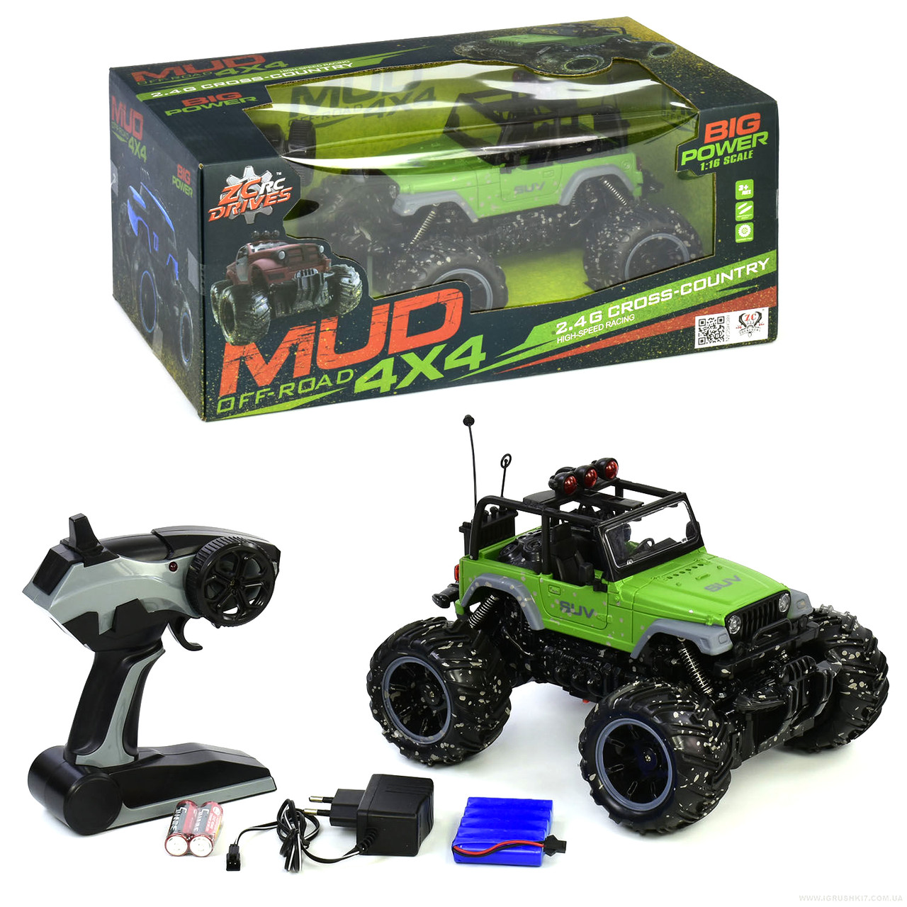 Джип на радіокеруванні (акумулятор 6V, 2WD, USB, у коробці) 17 MUD 14 B