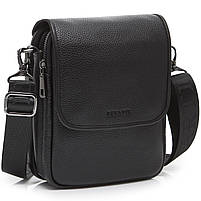 Чоловіча сумка через плече з клапаном Tiding Bag TD-59980 з натуральної шкіри чорна, фото 2