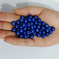 (20 грамів) Перли намистини пластик 6 мм (≈ 170 шт.), сині перли "SOHHI якість"