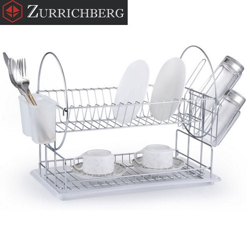 Сушарка для посуду Zurrichberg ZB/2091 з нержавіючої сталі двоярусна з піддоном і підставками для приладів