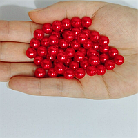 (20 грамів) Перли намистини пластик 6 мм (≈ 170 шт.), червоні перли "SOHHI якість"