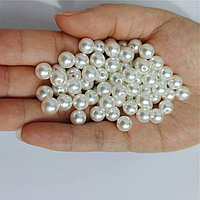 (20 грамів) Перли намистини пластик 6 мм (≈ 170 шт.), молочний перлів "SOHHI якість"