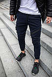 Чоловічі спортивні штани з котону на гумці внизу чоловічі сині, фото 8