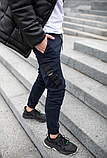 Чоловічі спортивні штани з котону на гумці внизу чоловічі сині, фото 7
