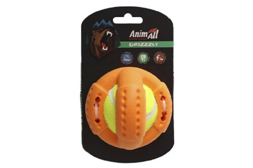 Іграшка для собак тенісний м'яч жовтогарячий S 9,2х9,2х8,8 см, AnimAll (Анімал) GrizZzly