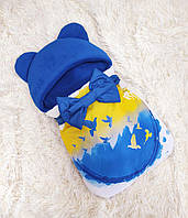 Конверт спальник для новорожденных мальчиков, желтый с голубым, принт