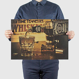 Ретро плакат Jack Daniels RESTEQ із щільного крафтового паперу 51x36cm. Постер віскі Джек Деніелс