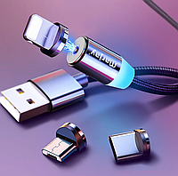 Магнитная зарядка 2 метра. USLION магнитный кабель Iphone (Айфон) Lightning/USB 2A с подсветкой.