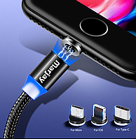 Магнитная зарядка 2 метра. USLION магнитный кабель зарядка Micro USB (для андроид)/USB 2A с подсветкой.