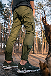 Чоловічі демісезонні повсякденні спортивні штани карго з котону хакі, фото 7
