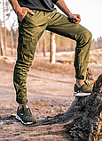 Чоловічі демісезонні повсякденні спортивні штани карго з котону хакі, фото 4