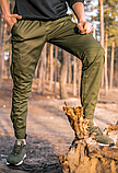 Чоловічі демісезонні повсякденні спортивні штани карго з котону хакі, фото 8