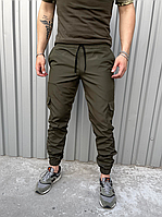Повсякденні весняні штани карго чоловічі з боковими кишенями з котону на гумці внизу
